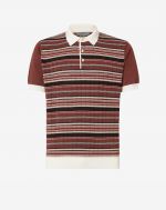 Brown buttoned polo shirt with micro stripes