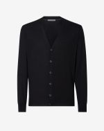 Black 120's extra-fine wool cardigan