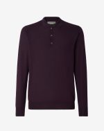 Purple 120's extra-fine wool button-up polo