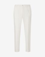 Pantaloni bianco ottico in cannetè di lino/cotone