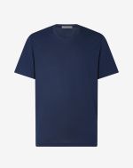 Marineblauw T-shirt met ronde hals van katoen