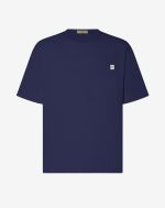 Marineblauw T-shirt met ronde hals van organisch katoen