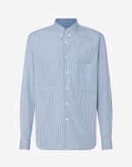 White/blue organic supima cotton shirt with stripes