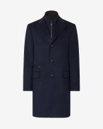 Cappotto blu navy in beaver di lana