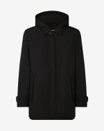 Black waterproof poplin caban coat