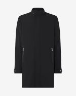 Black super stretch technical fabric caban coat