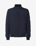 Bomber blu navy imbottito in vera piuma