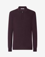 Purple merino wool zipped polo