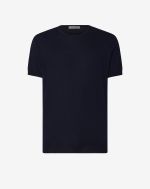 Maglia girocollo blu navy in lana ultrafine