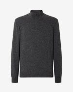 Dark melange grey cashmere button-up jumper