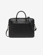 Black textured leather overnight bag