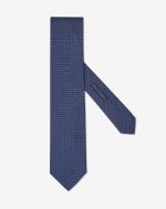 Blue silk tie with jacquard geometric pattern