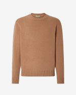 Camel wool and alpaca crew-neck sweater