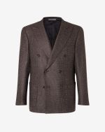 Blue 6-button wool jacket with micro pattern