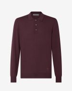 Purple extra fine merino wool button-up polo