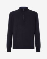 Blue wool and cashmere zip jumper