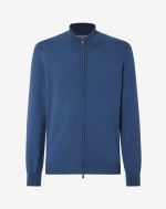 Maglia full zip carta zucchero melange in lana e cashmere