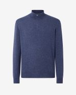 Light melange blue cashmere button-up jumper