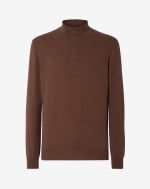 Tobacco brown cashmere button-up jumper