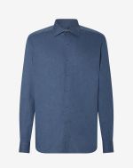 Chemise bleu denim en flanelle de coton