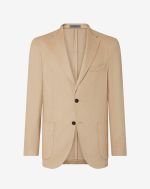 Camel beige silk and cashmere jacket with herringbone pattern