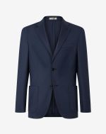 Veste bleue en sergé de laine, cachemire et soie