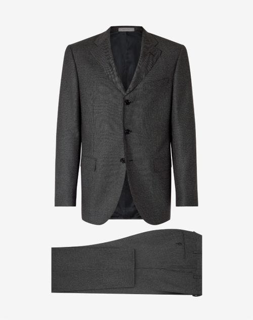 Grey S130's wool suit with micro-pattern