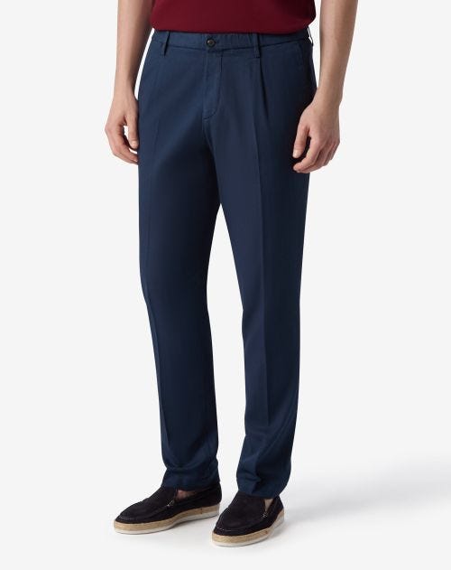 Blue linen/cotton cannetè trousers