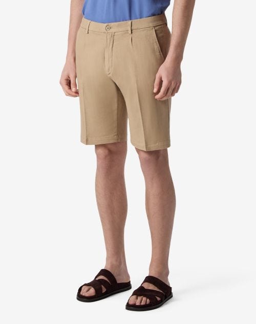 Rope brown linen/cotton cannetè Bermuda shorts