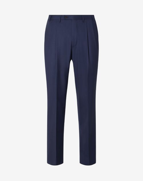 Royal blue light silk and wool twill trousers