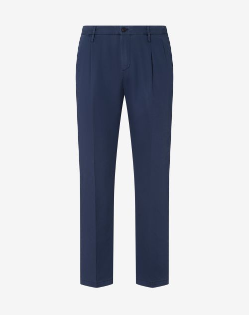 Blue stretch gabardine trousers