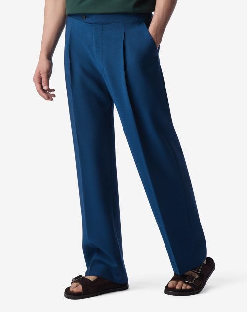 China blue wool and mohair trousers