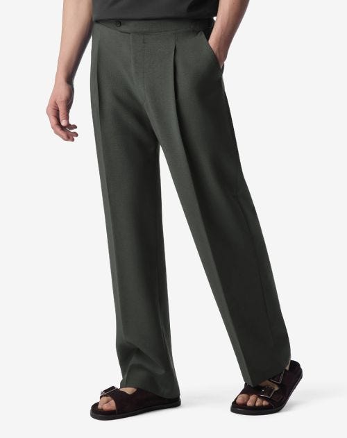 Forest green wool and mohair trousers