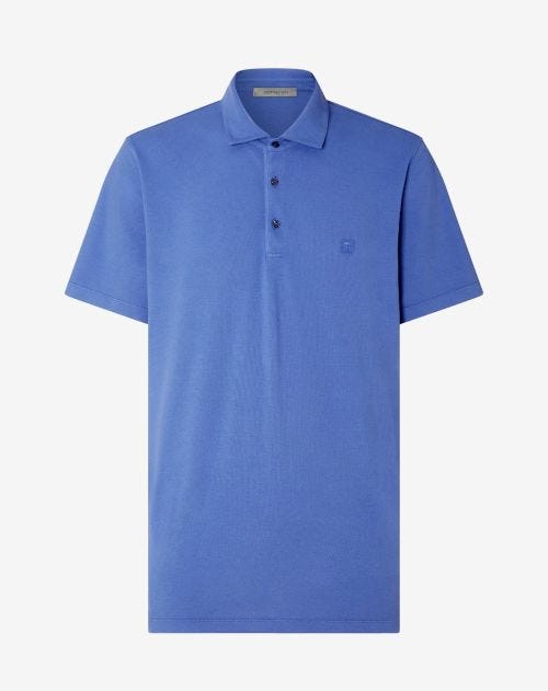 Light blue button-up cotton polo shirt