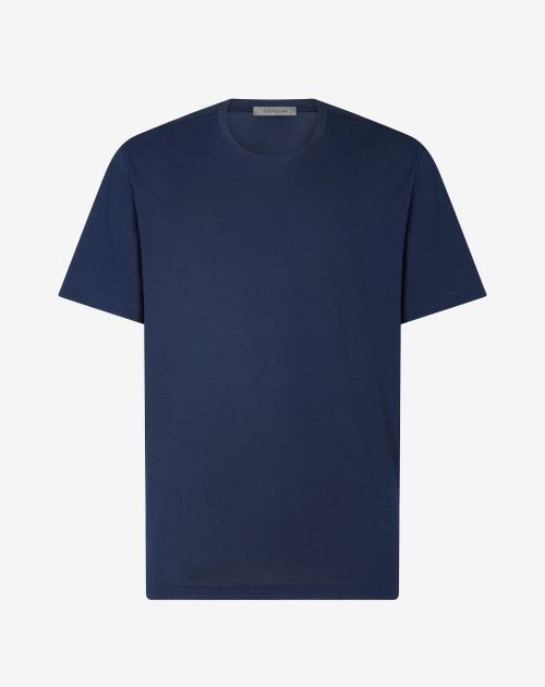 T-shirt ras-du-cou bleu marine en coton