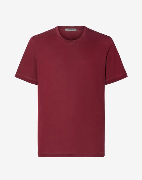 T-shirt girocollo bordeaux in cotone