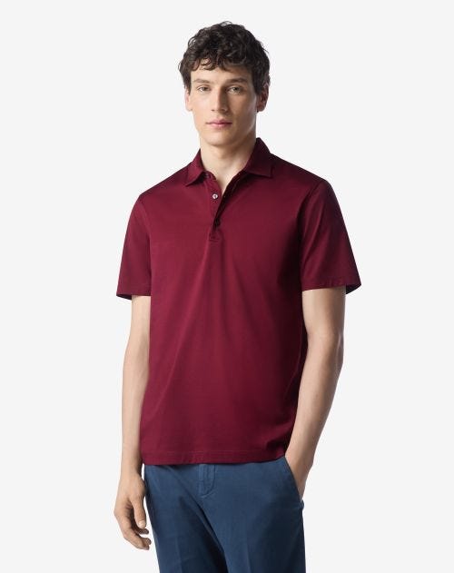 Burgundy cotton polo shirt