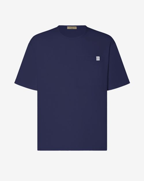 Navy blue crew neck organic cotton T-shirt