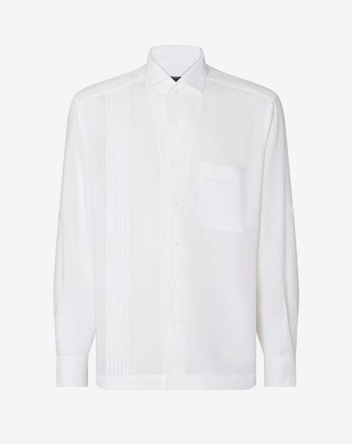 Camicia bianca in lino chambray