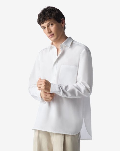 Wit overhemd van popeline van organisch katoen