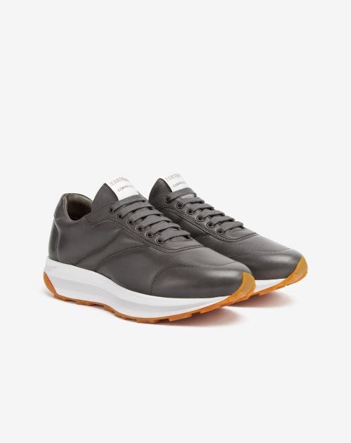 Medium grey nappa leather running shoe