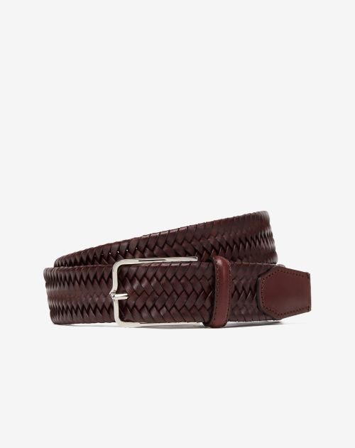 Braided Leather Belt Dark Brown