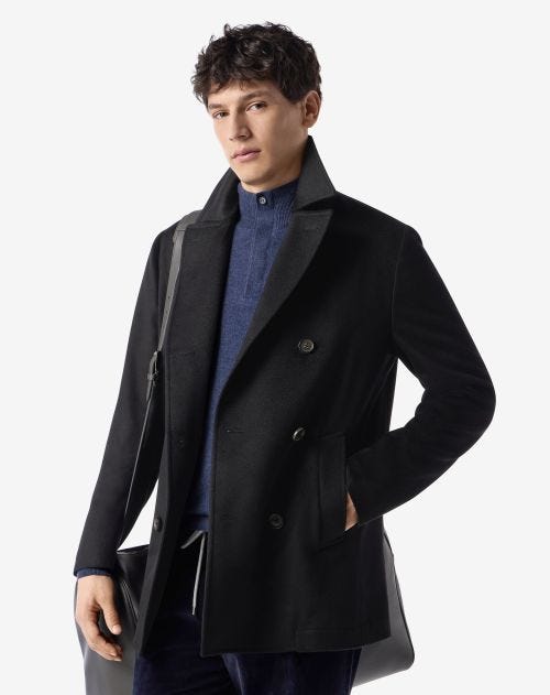 Black pure cashmere beaver coat