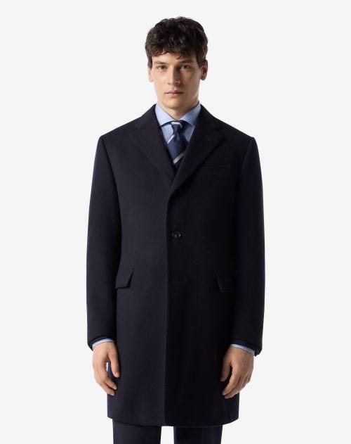 Navy blue super fine wool beaver coat