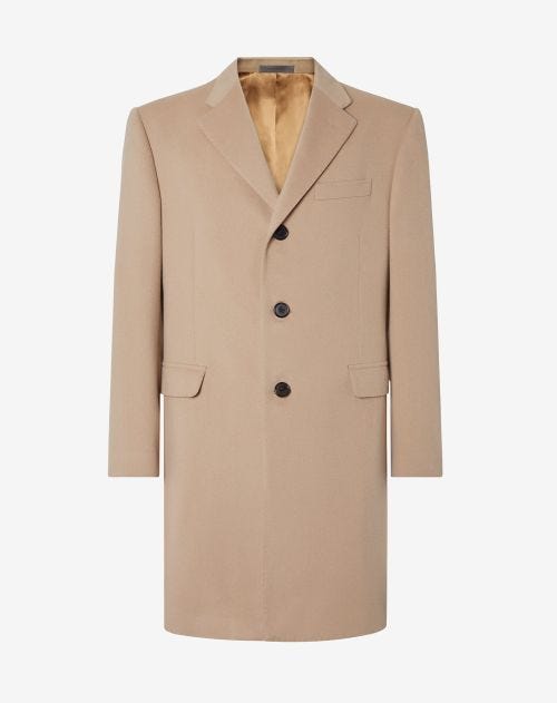 Manteau camel en castorine de laine extra-fine