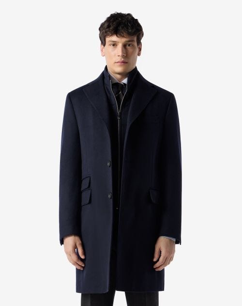 Navy blue wool beaver coat