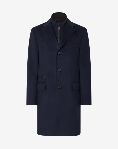 Navy blue wool beaver coat