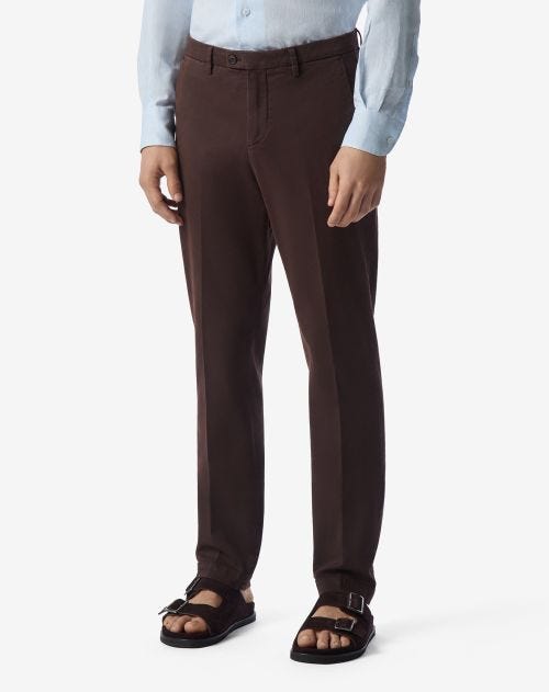 Brown stretch gabardine trousers