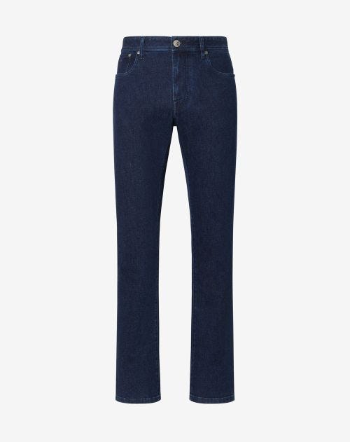 Pantalon 5 poches bleu marine en denim stretch