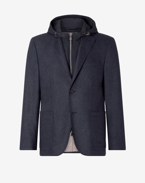 Veste bleue en flanelle stretch